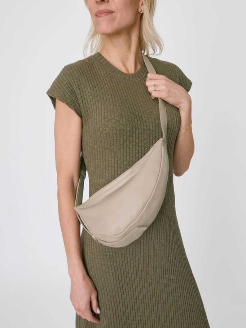 The Sak Leather Crossbody Sling In Sand NWT